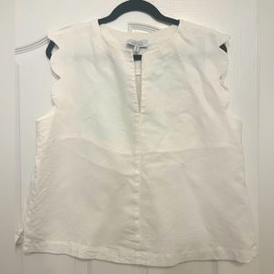 Scallop-Hem White Sleeveless Top